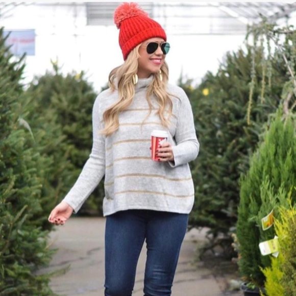 Cupcake & Cashmere - Nash Striped Cowl Neck Sweater | Small - Picture 1 of 10